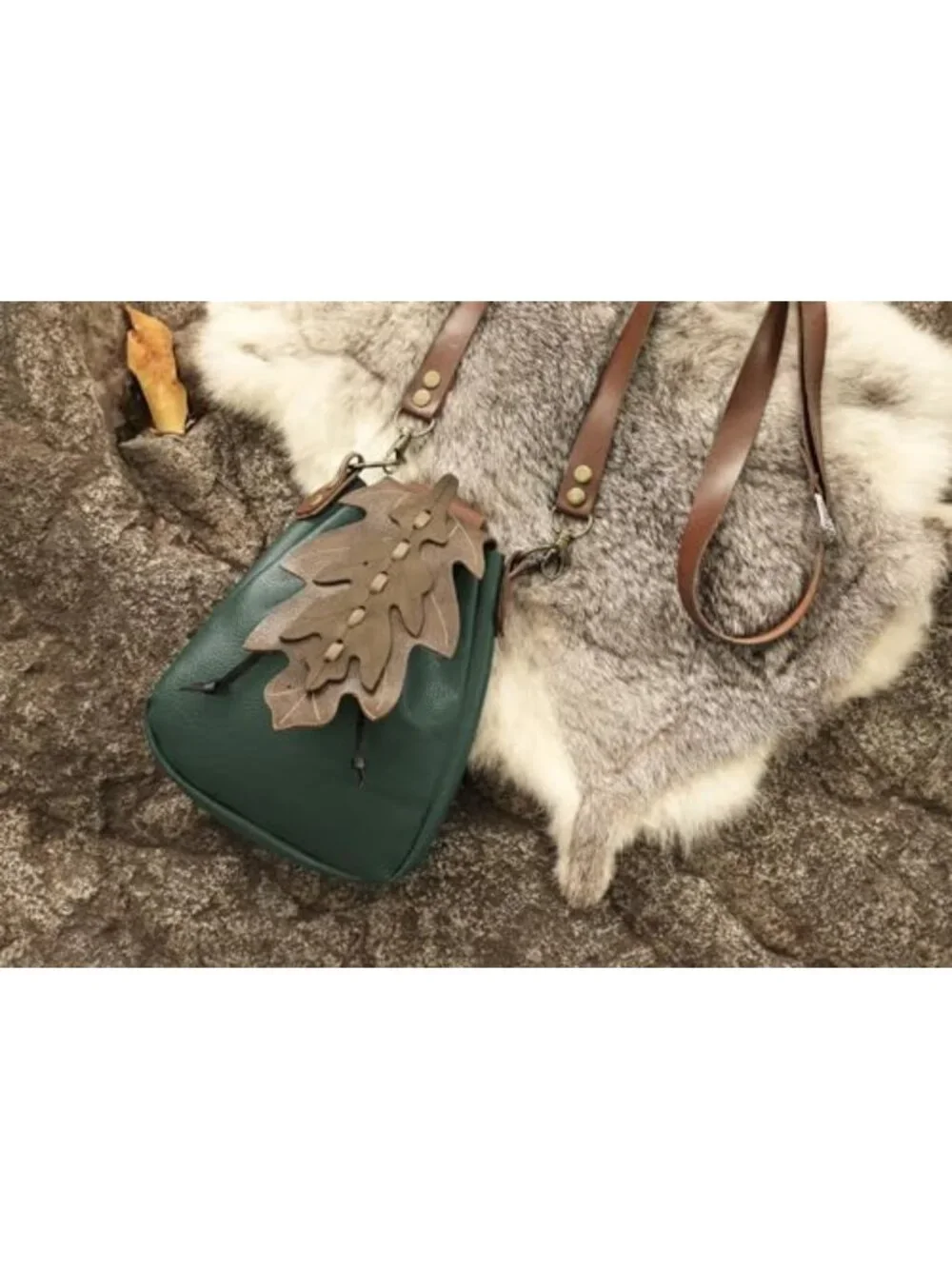 Medieval Faux Leather Drawstring Shoulder Bag & Belt Pouch for Cosplay